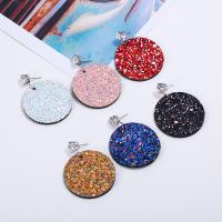 Synthetic Leather Drop Earring, with Non-woven Fabrics & Zinc Alloy, silver color plated, for woman & with rhinestone 