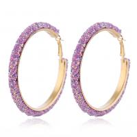 Zinc Alloy Hoop Earring, with Sequins, gold color plated, for woman 