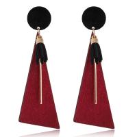 Wood Drop Earring, with Zinc Alloy, for woman 