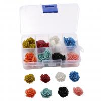 Blume Harz Perlen, Kunstharz, mit Kunststoff Kasten, Rechteck, DIY, 160x66x23mm, 32PCs/Box, verkauft von Box