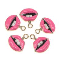 Zinc Alloy Lip Pendant, plated, DIY, pink, 19*17*3mm 