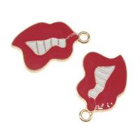 Zinc Alloy Lip Pendant, plated, DIY, red, 17*25*1mm 