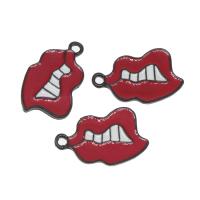 Zinc Alloy Lip Pendant, plated, DIY, red, 17*25*1mm 