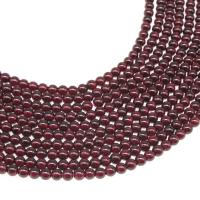 Natural Garnet Beads, Round, plated, DIY, wine red color, 4*4mm 