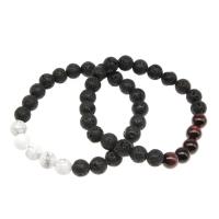 Gemstone Bracelets, Fire Agate, with Howlite, Round, polished, fashion jewelry, white and black, 9*9mm 
