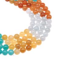 Gefärbte Jade Perlen, Edelstein, rund, poliert, DIY & verschiedene Größen vorhanden, gemischte Farben, verkauft von Strang
