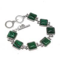 Malachite Bracelets, Square, polished, DIY, green, 20*13*8mm 