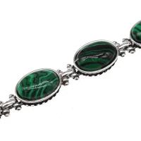 Bracelets de malachite, avec Alliage, ellipse, poli, bijoux de mode, vert, 20*11*7mm, Vendu par PC