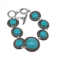 Zinc Alloy Turquoise Bracelets, with Alloy, Ellipse, polished, fashion jewelry, blue, 23*23*17mm   18*18*5mm 
