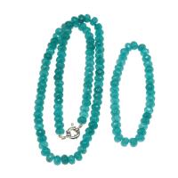 Gemstone Jewelry Set Display Card, bracelet & necklace, polished, 2 pieces & fashion jewelry, blue, 8*8mm 