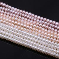Round Cultured Freshwater Pearl Beads, Flat Round, polished & DIY 6-7mm 