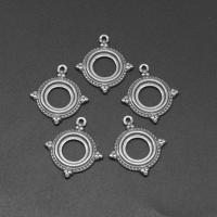 Stainless Steel Pendant Setting, Round, die-casting, DIY, silver color, 31*19*2mm 