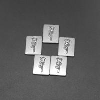 Stainless Steel Jewelry Cabochon, Rectangle, die-casting, DIY, silver color, 20*16*3mm 