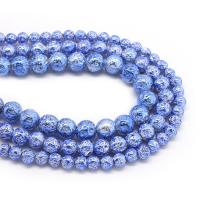 Multicolor Lava Perlen, rund, plattiert, DIY & verschiedene Größen vorhanden, blau, verkauft von Strang
