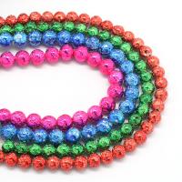 Multicolor Lava Perlen, rund, plattiert, DIY & verschiedene Größen vorhanden, keine, verkauft von Strang