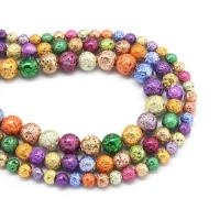 Multicolor Lava Perlen, rund, plattiert, DIY & verschiedene Größen vorhanden, farbenfroh, verkauft von Strang