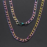 Мода нержавеющей стали ожерелье цепь, нержавеющая сталь, Другое покрытие, разный размер для выбора & Фигаро цепочка & Мужский, Много цветов для выбора, продается Strand