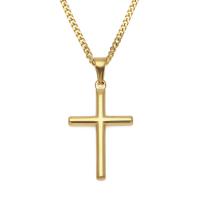 316L Stainless Steel Necklace, Cross, gold color plated, for man 0c3mm Inch 