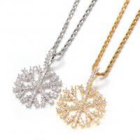 Cubic Zircon Micro Pave Brass Necklace, Snowflake, plated, Unisex & micro pave cubic zirconia 