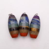 Mixed Gemstone Pendants, Natural Stone, polished, DIY, multi-colored 