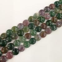 Mixed Gemstone Beads, Natural Stone, Flat Round, polished, DIY Approx 