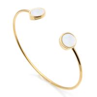 Stainless Steel Cuff Bangle, with White Shell, plated, fashion jewelry & for woman 11mm, 2mm, Inner Approx 60mm 