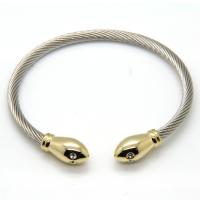 Stainless Steel Cuff Bangle, plated, for woman & with rhinestone, 10mm, 4mm, Inner Approx 60mm 