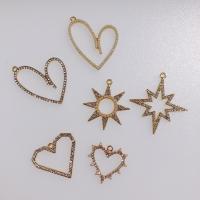Zinc Alloy Rhinestone Pendants, with Plastic Pearl, gold color plated, DIY & with rhinestone 