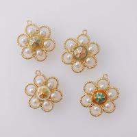 Plastic Zinc Alloy Pendants, with Plastic Pearl, gold color plated, DIY 