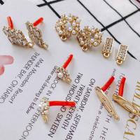 Zinc Alloy Earring Drop Component, with Plastic Pearl, gold color plated, DIY & with rhinestone 