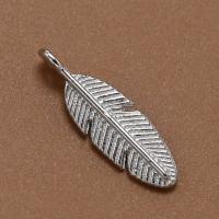 Zinc Alloy Feather Pendants, fashion jewelry & DIY, silver color 