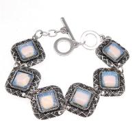 Sea Opal Bracelet, with Alloy, Square, polished, fashion jewelry & for woman, white, 26*23*6mm 