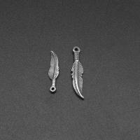 Stainless Steel Feather Pendant, die-casting, DIY, silver color, 23*5*3mm Approx 1mm 