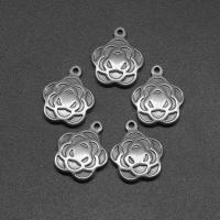 Stainless Steel Flower Pendant, die-casting, DIY, silver color, 20*15*2mm Approx 1mm 