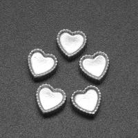 Stainless Steel Jewelry Cabochon, Heart, die-casting, DIY, silver color, 8*3mm 