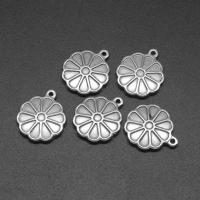 Stainless Steel Pendant Setting, Flower, die-casting, DIY, silver color, 22*18*3mm Approx 1mm 