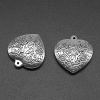 Stainless Steel Heart Pendants, die-casting, DIY, silver color, 30*6mm Approx 1mm 