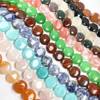 Mixed Gemstone Beads, Flat Round, polished, DIY 