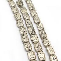 Multicolor Lava Perlen, Rechteck, plattiert, DIY, weiß, 10*14mm, verkauft von Strang