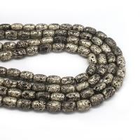 Multicolor Lava Perlen, Ellipse, plattiert, DIY, grau, 10*14mm, verkauft von Strang