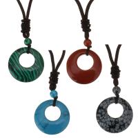 Gemstone Necklaces, with Waxed Cotton Cord, plated, fashion jewelry & for woman .8 Inch 