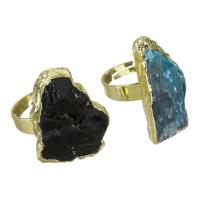 Gemstone Brass Finger Ring, with Gemstone, plated, fashion jewelry & for woman & mixed, 23-28mm 