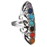 Gemstone Brass Finger Ring, with Gemstone, plated, fashion jewelry & for woman, 37.5mm 