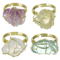 Quartz Finger Ring, Brass, with Quartz, plated, fashion jewelry & for woman & mixed 15-17mm 
