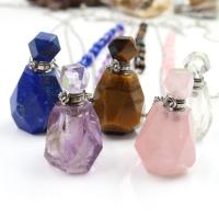 Quartz Perfume Bottle Necklace, with Brass, silver color plated & oval chain & for woman Approx 19.7 Inch 
