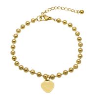 Stainless Steel Charm Bracelet, with 1.57inch extender chain, Heart, plated, ball chain & for woman Approx 6.8 Inch 