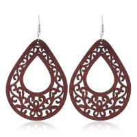 Wood Earring, Zinc Alloy, with Wood, plated & for woman 