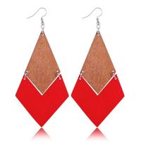 Wood Earring, with Zinc Alloy, for woman 