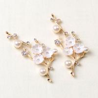 Zinc Alloy Hair Accessories DIY Findings, with Resin, gold color plated, with rhinestone, white 