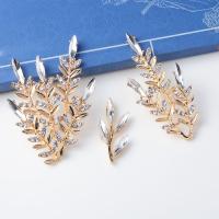 Zinc Alloy Hair Accessories DIY Findings, gold color plated, with rhinestone, white 